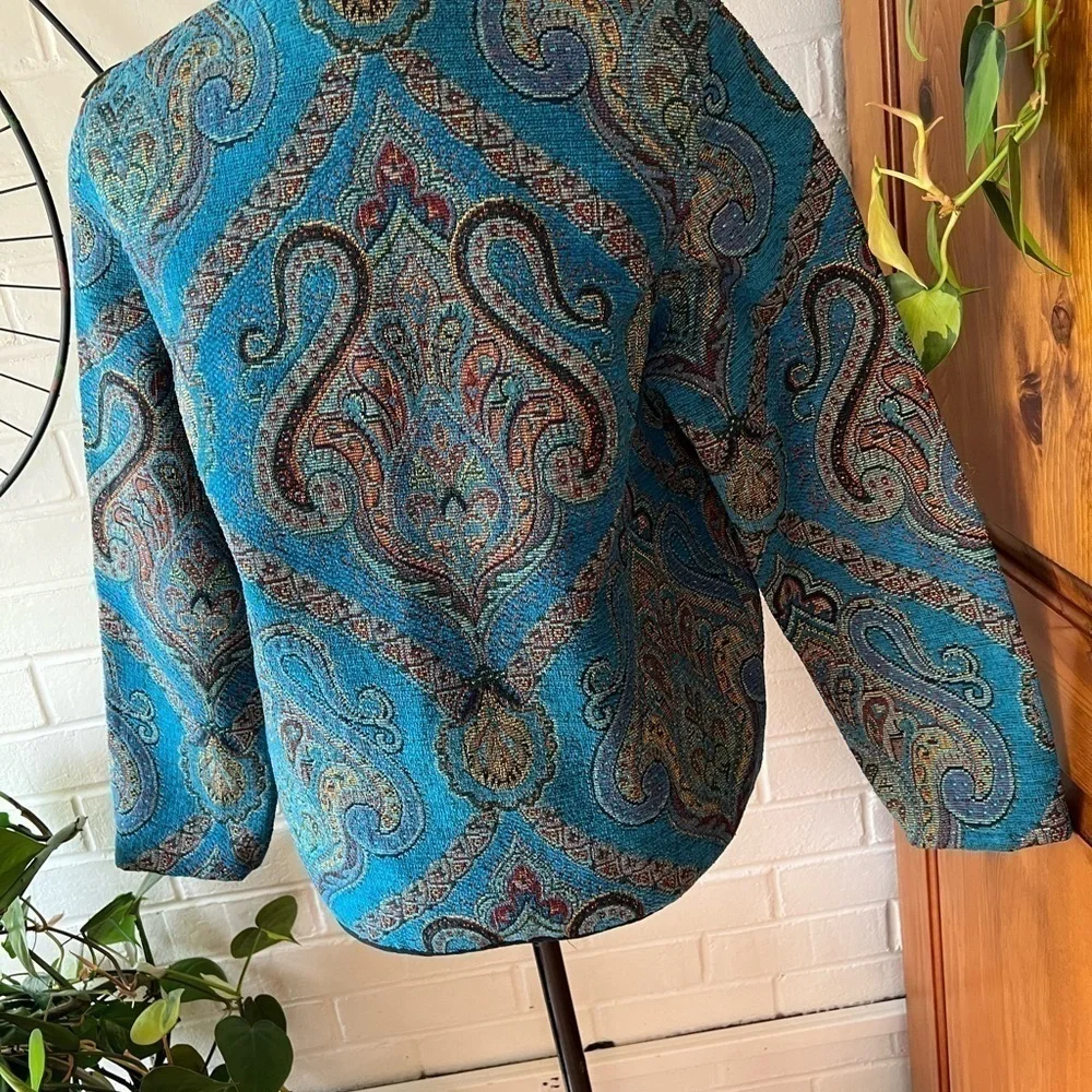 Vintage New Direction paisley brocade vintage 80s cotton blazer EUC - Picture 3 of 8
